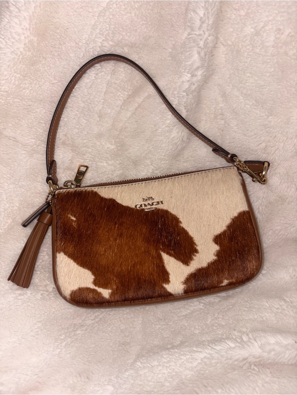 Coach Brown and Cream Cowhide Nolita Shoulder Bag